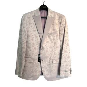 NWT Alfani Slim Fit Sport Coat Blazer Light Pink Floral Jacquard, Men's 44L